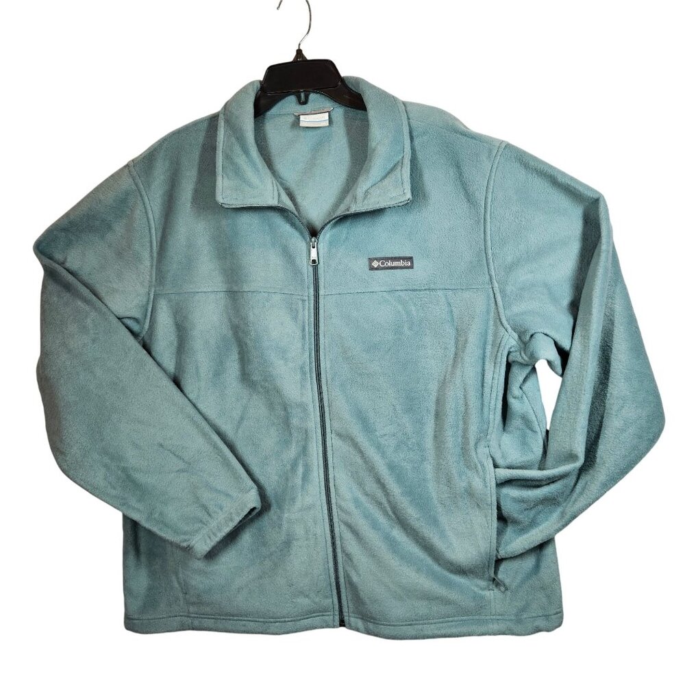 Columbia Fleece full zip jacket Mens XXL Blue zip pockets high neck Outdoor Gorp
